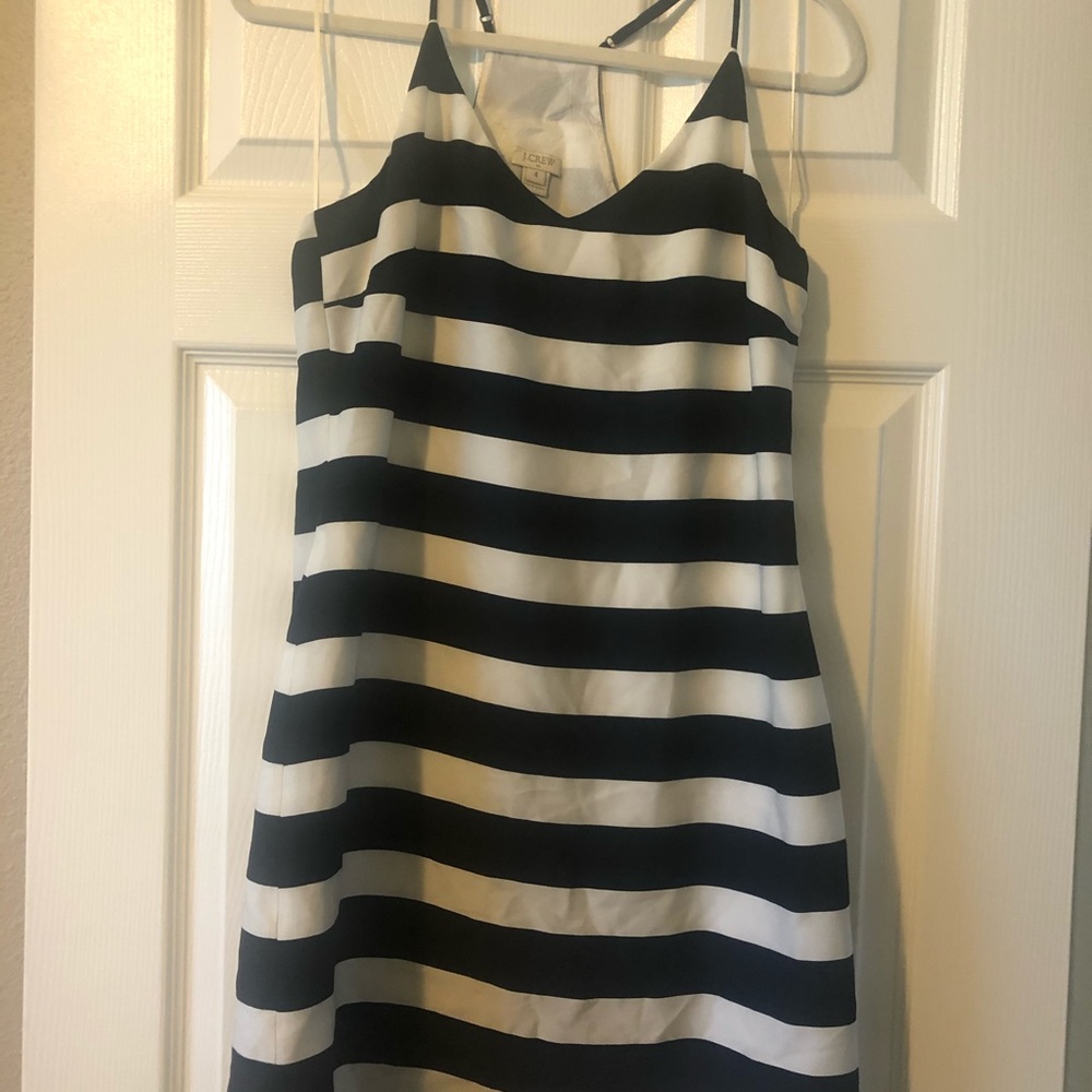 j.Crew factory V-neck racer back striped dress.